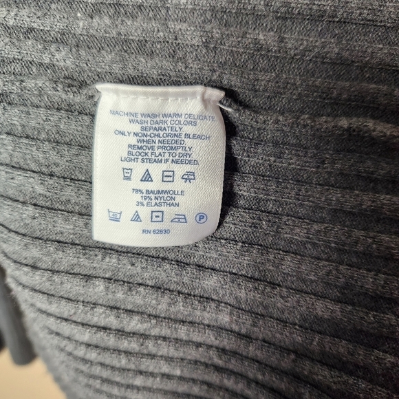 Lands End Y2K Charcoal Gray Heather Ribbed Button Front Cardigan-Size L - Picture 8 of 8